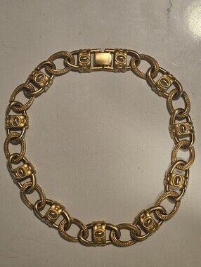 Rare 18" Givenchy Designer Chunky Matte Gold Link Chain Statement Necklace